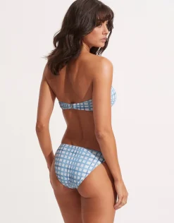 Amalfi Check Trim Hipster Bikini Pant - Amalfi Blue