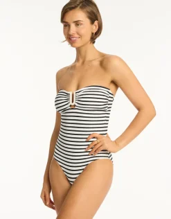 Amalfi U Bar Bandeau Swimsuit - White and Black