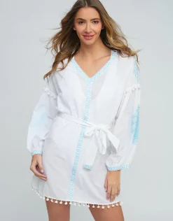 Amara Tunic - White and Light Blue