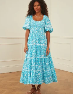 Angelina Dress - Aqua Begonia