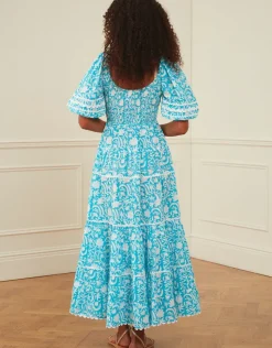 Angelina Dress - Aqua Begonia