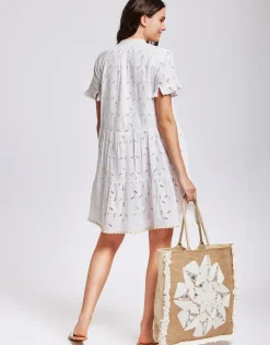 Angie Short Sleeved Dress - White