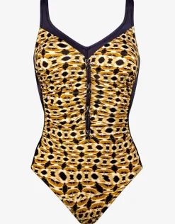 Animal Accents Moulded Swimsuit - Black Tabac