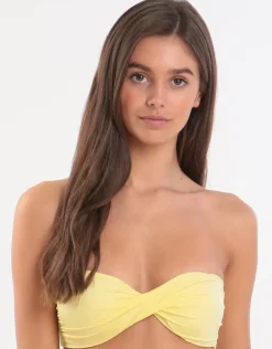 Anna Twist Bandeau Bikini Top - Lemon