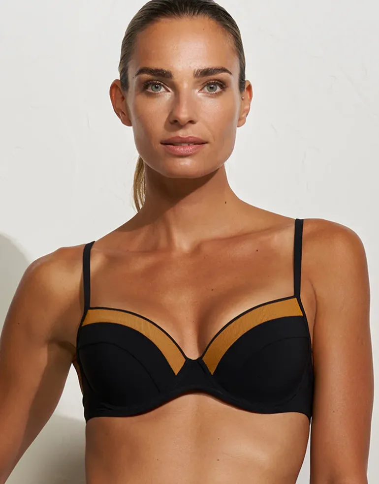 Antagonist Underwired Moulded Bikini Top - Black Caramel