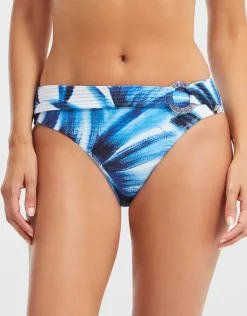 Azura Bikini Pant - Blue and White