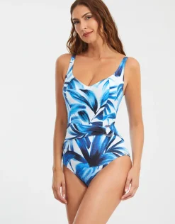 Azura Underwired Swimsuit - Blue and White