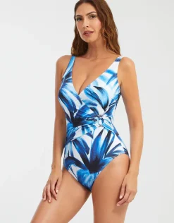 Azura Wrap Swimsuit - Blue and White