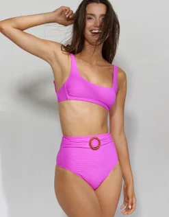 Bamboo Solids Cropped Tank Bikini Top - Intense Pink