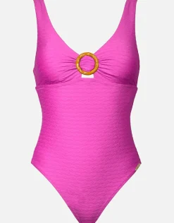 Bamboo Solids Ring Front Swimsuit - Intense Pink