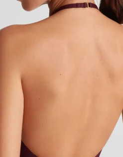 Beach Club Solids High Neck Swimsuit - Claret