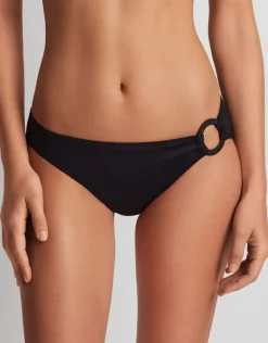 Beach Club Solids Macrame Ring Bikini Pant - Black