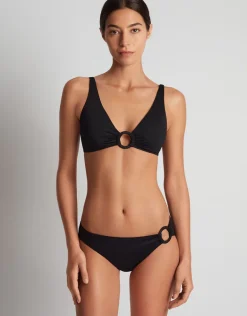 Beach Club Solids Macrame Ring Bikini Pant - Black