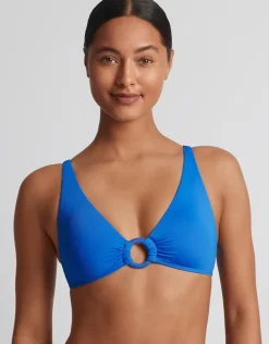 Beach Club Solids Macrame Ring OTS Bikini Top - Electric Blue