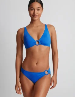 Beach Club Solids Macrame Ring OTS Bikini Top - Electric Blue