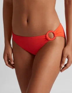 Beach Club Solids Macrame Ring Bikini Pant - Persimmon