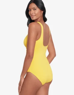 Beach Club Solids Ring Front Swimsuit - Yellow
