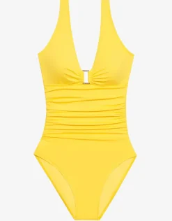 Beach Club Solids Ring Front Swimsuit - Yellow