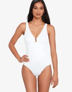 Beach Club Solids Ring OTS Swimsuit - White
