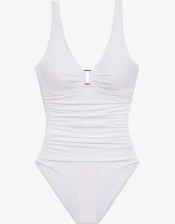 Beach Club Solids Ring OTS Swimsuit - White