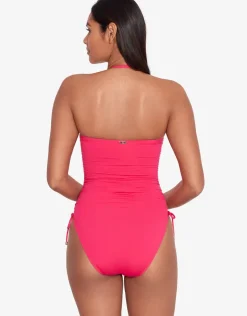 Beach Club Solids Ruched Strapless Swimsuit - Passionfruit