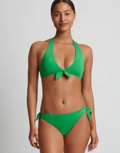 Beach Club Solids Side Tie Scoop Hipster Bikini Pant - Palm Green