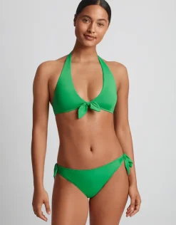 Beach Club Solids Side Tie Scoop Hipster Bikini Pant - Palm Green