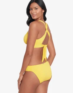 Beach Club Solids Twist X Back Bikini Top - Yellow