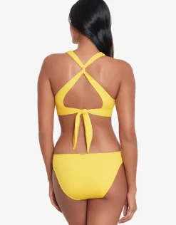 Beach Club Solids Twist X Back Bikini Top - Yellow