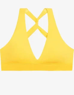 Beach Club Solids Twist X Back Bikini Top - Yellow