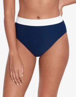 Bel Air High Waist Bikini Pant - Navy and White
