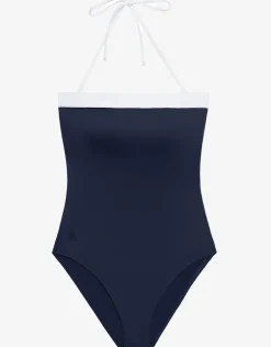 Bel Air Modern Bandeau Swimsuit - Navy and White