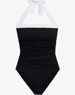 Bel Air Shirred Bandeau Mio Swimsuit - Black and White