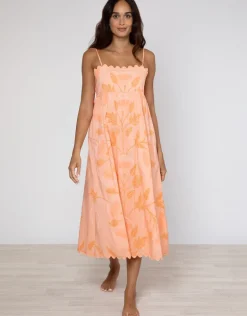 Bellflower Tie Back Midi Dress - Peach