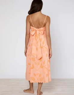 Bellflower Tie Back Midi Dress - Peach