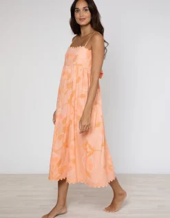 Bellflower Tie Back Midi Dress - Peach