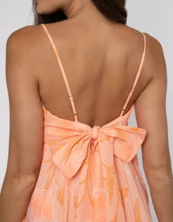 Bellflower Tie Back Midi Dress - Peach
