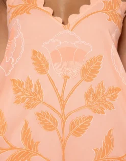 Bellflower V Neck Midi Dress - Peach