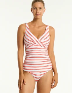 Biarritz Cross Front Tankini Top - Flame