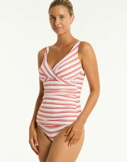 Biarritz Cross Front Tankini Top - Flame