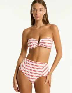 Biarritz Panelled High Waist Bikini Pant - Flame