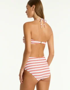Biarritz Panelled High Waist Bikini Pant - Flame