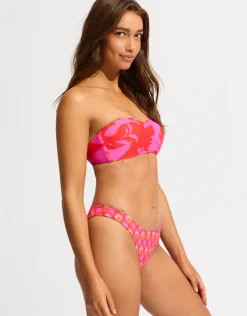 Birds of Paradise Reversible High Cut Bikini Pant - Chilli Red