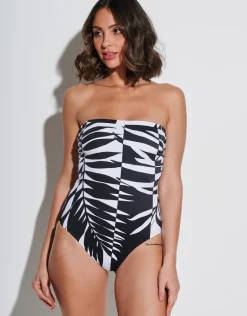 Black and White Bandeau Swimsuit