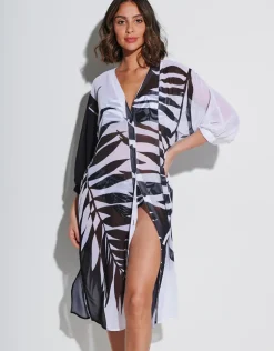 Black and White Midi Beach Shirt