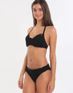 Black Eyro Twist Halter Bikini Top - Black
