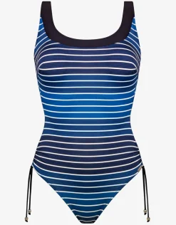 Blue Illusion Inclusive Fit Swimsuit - Blue and White