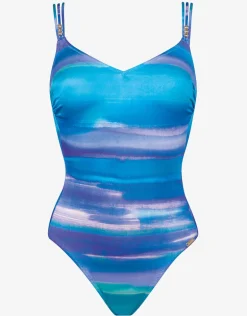 Blue Symphony Triple Strap Swimsuit - Aqua Flow