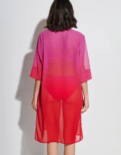 Brasil Midi Beach Shirt - Flower Pink