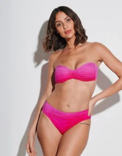 Brasil Ruched Bandeau Bikini Set - Flower Pink